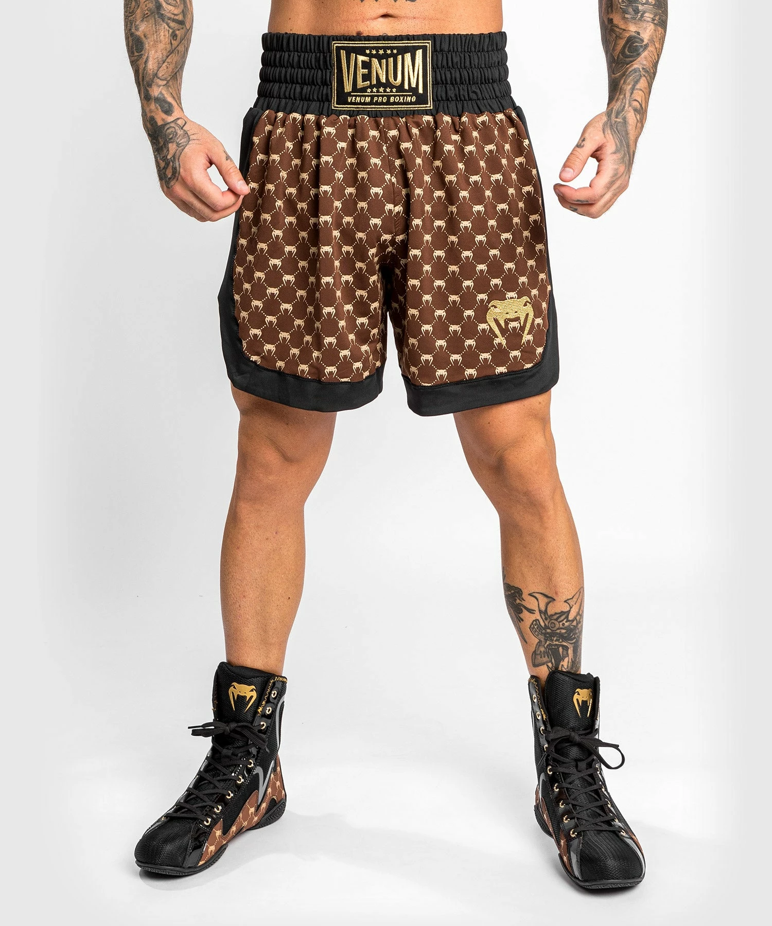 Venum Monogram Boxing Short - Black/Brown 3 Venum Monogram Boxing Short - Black/Brown