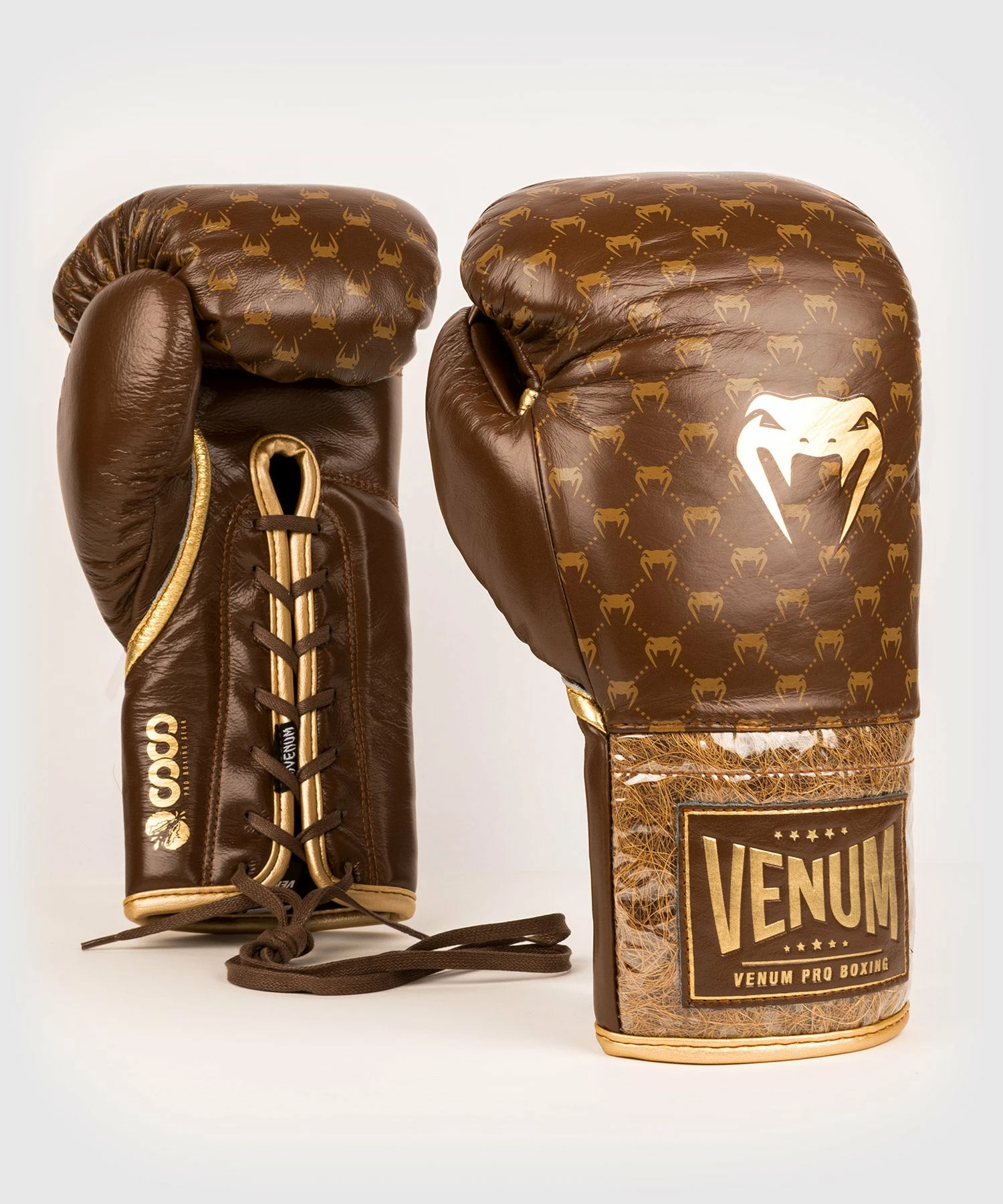 Venum Coco Monogram Pro Lace Up Boxing Gloves - Grizzly Brown