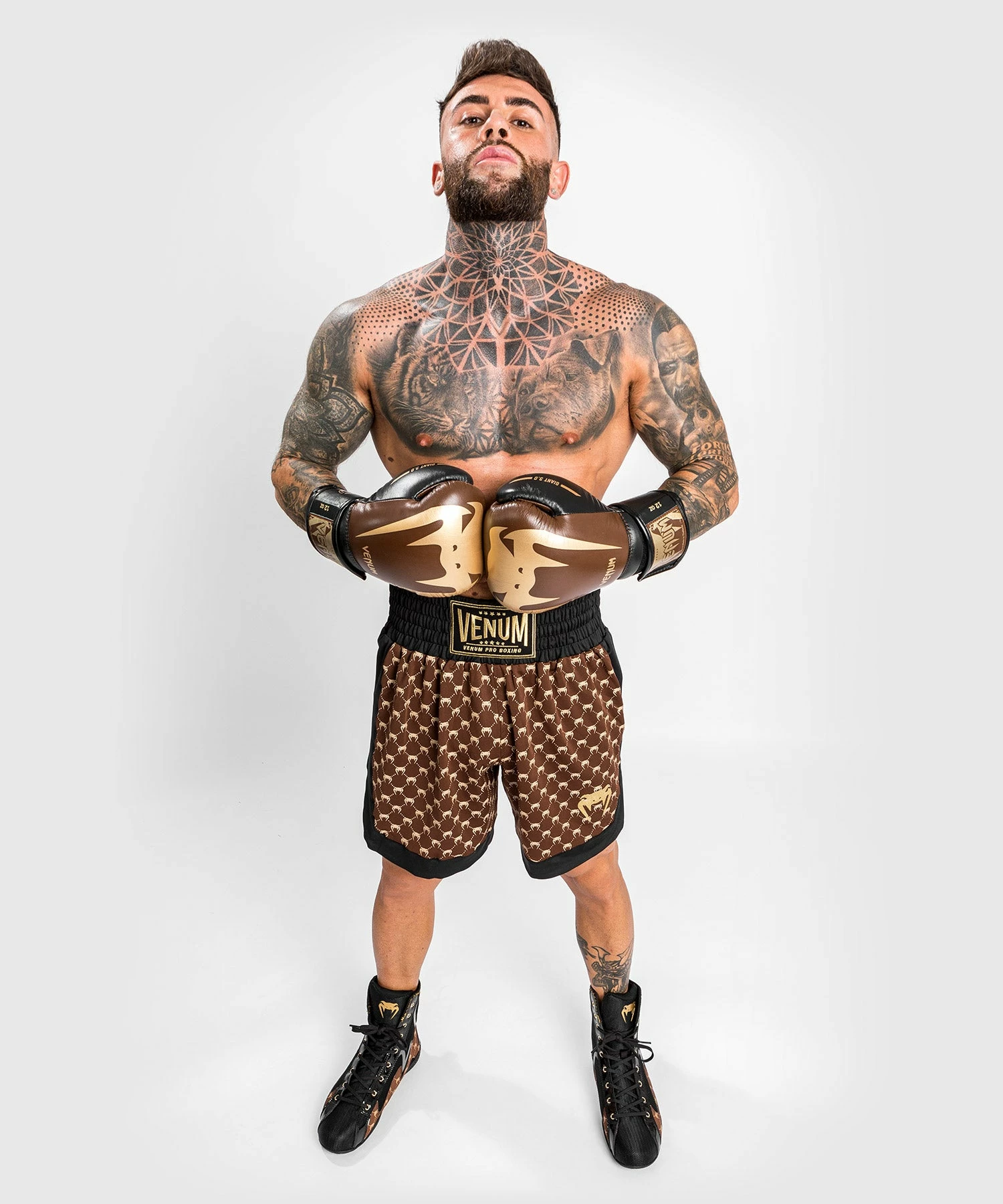 Venum Monogram Boxing Short - Black/Brown 6 Venum Monogram Boxing Short - Black/Brown - Image 4