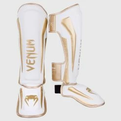Venum Elite Standup Shin Guards - White/Gold