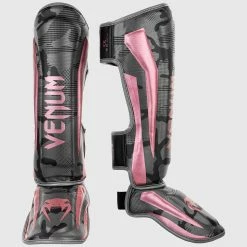 Venum Elite Shin Guards - Black/Pink Gold