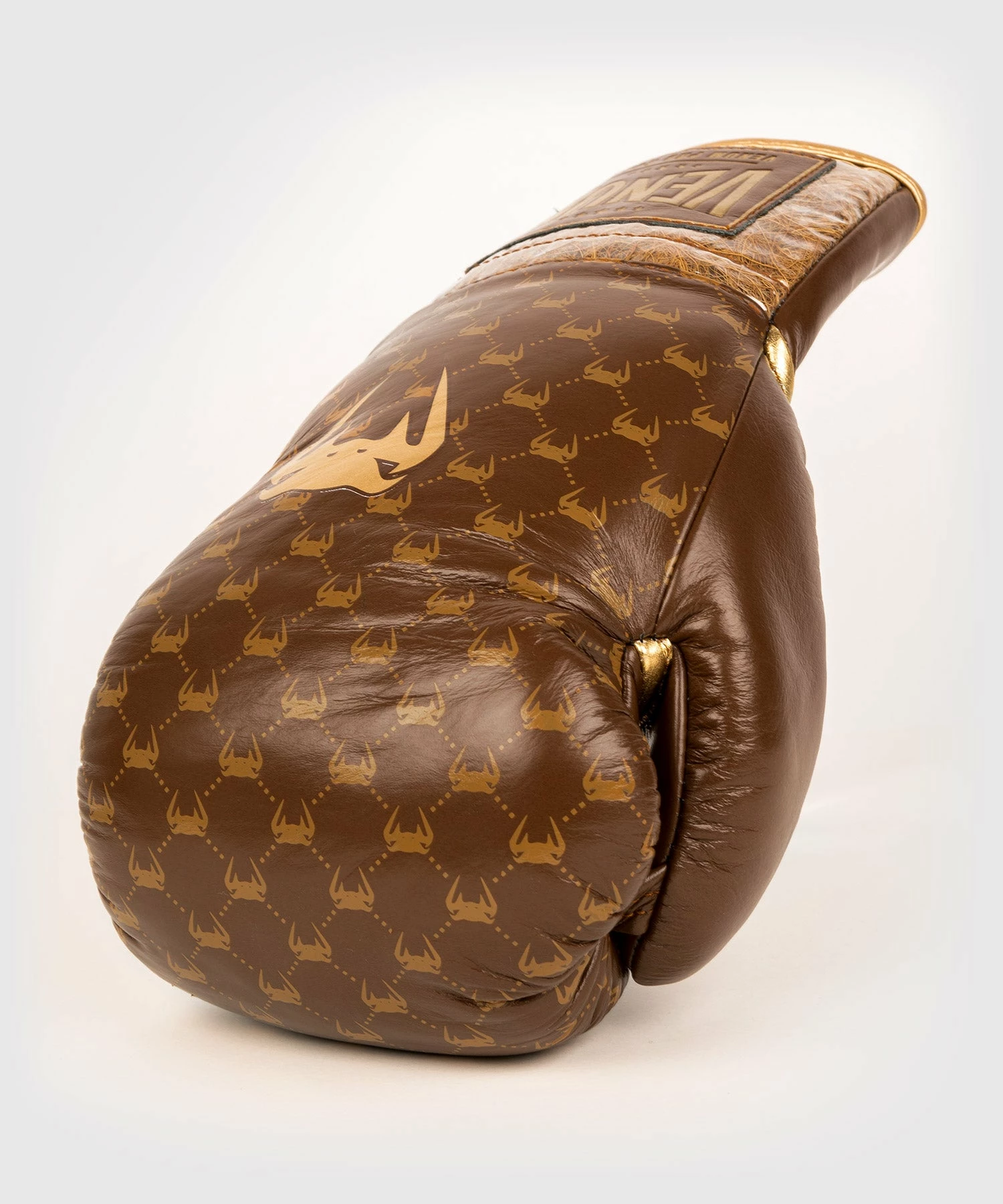 Venum Coco Monogram Pro Lace Up Boxing Gloves - Grizzly Brown - Image 3