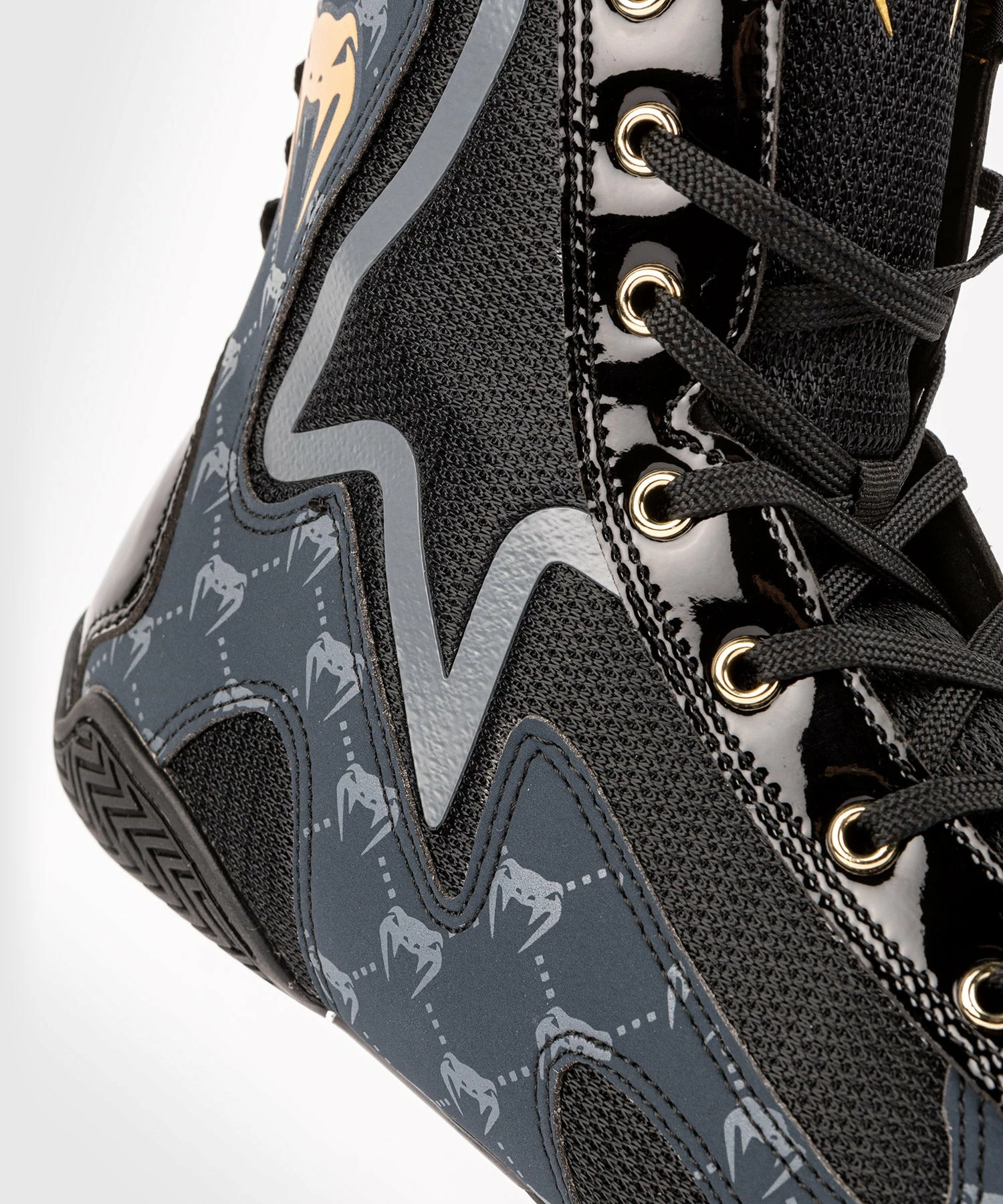 Venum Elite Evo Monogram Boxing Shoes - Black/Navy Blue - Image 5