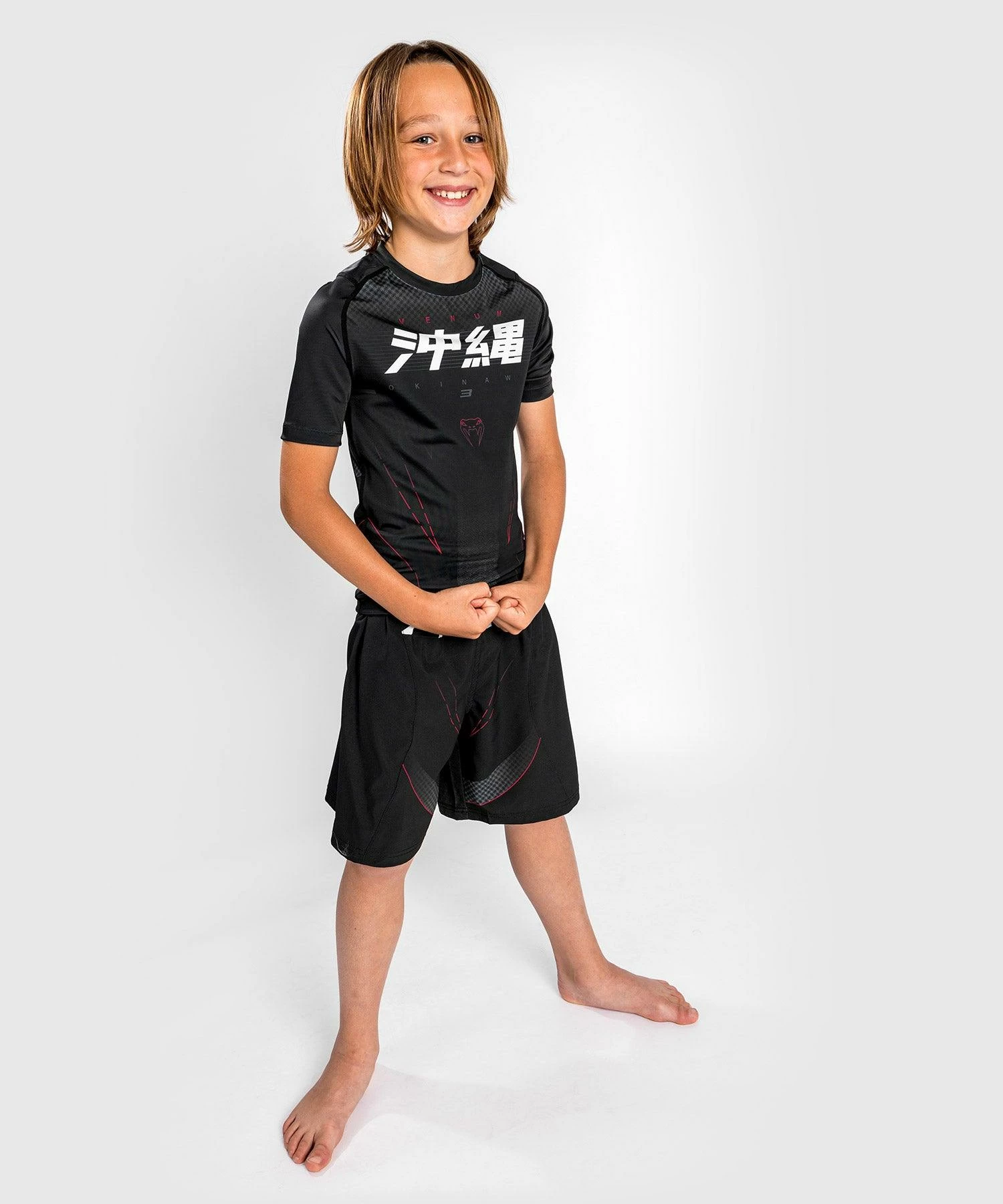 Venum Okinawa 3.0 Rashguard Short Sleeves - For Kids - Black/Red