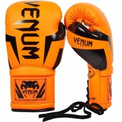 Venum Elite Boxing Gloves With Laces - Neo Orange